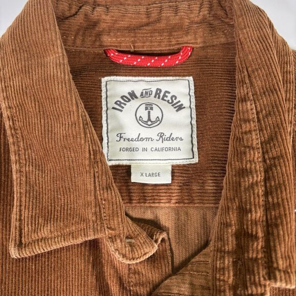 iron resin jacket Men’s Size Extra large XL corduroy Pocket Workwear Brown Tan - Picture 3 of 5